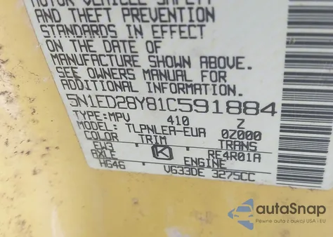 2001 Nissan Xterra z USA, uszkodzony, nr VIN 5NIED28Y81C591884